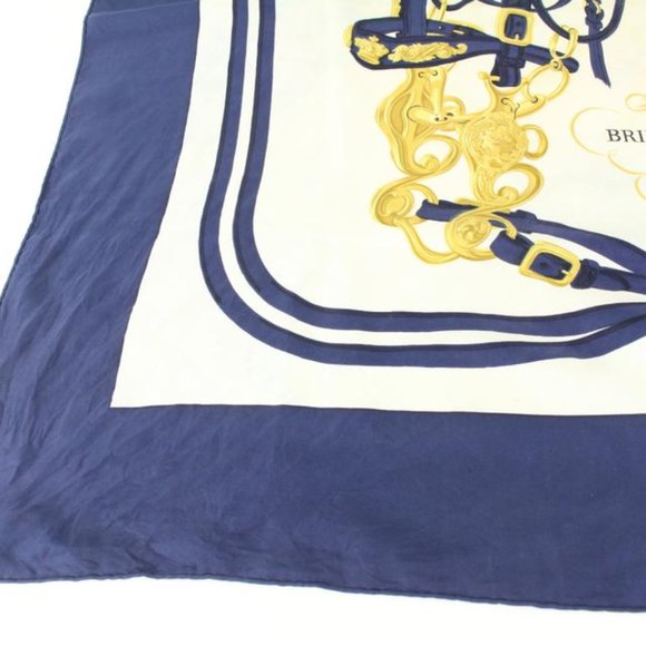 Louis Vuitton Navy x Gold Brides de Gala Silk Scarf 58h511s - Picture 8 of 12